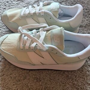 New Balance Pastel Green and White Sneakers